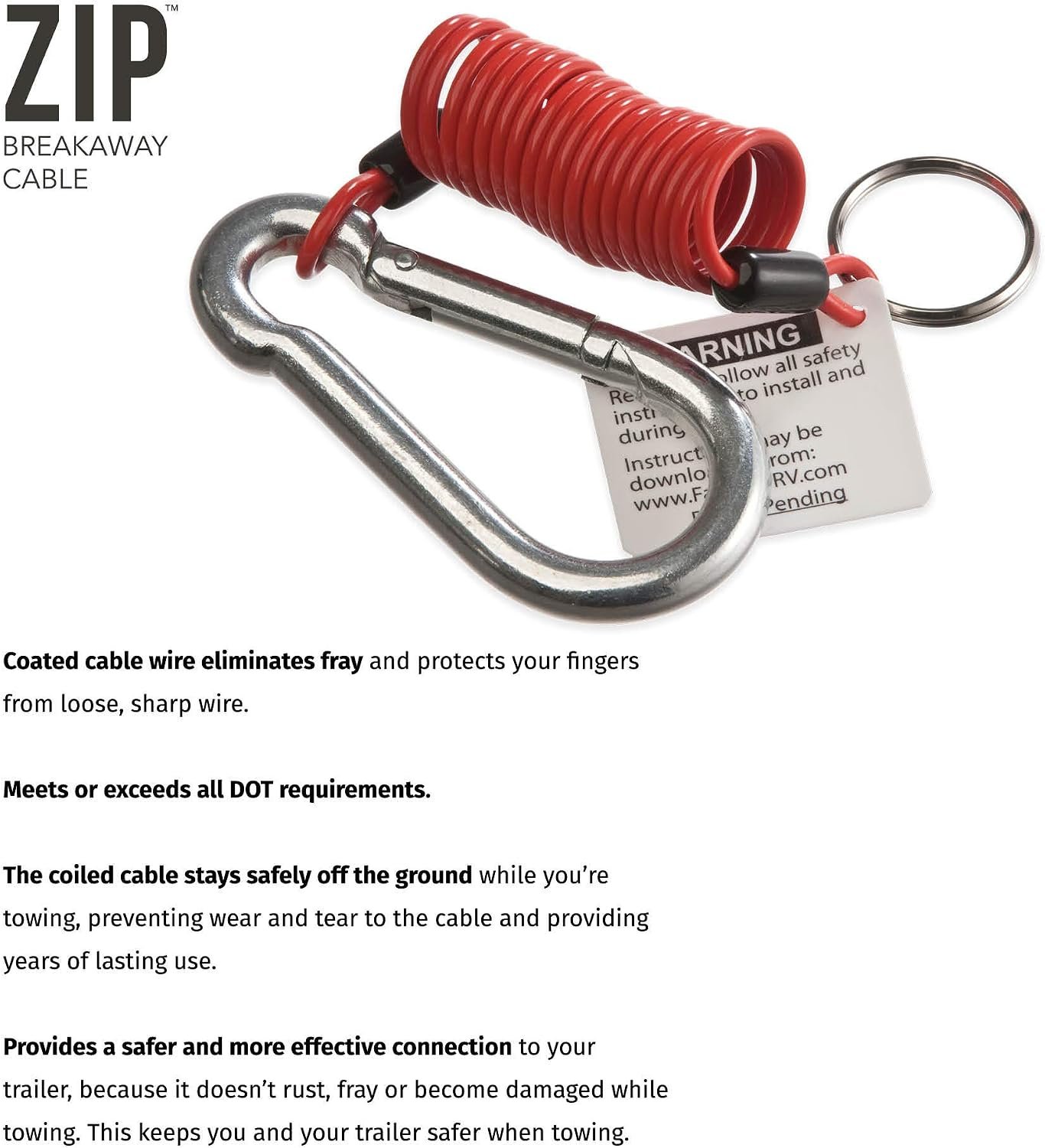 Equal-i-zer 80012140 Fastway ZIP Breakaway Cable – 4ft Coiled Safety Cable with Switch Pin for Trailer Brakes - Image 3
