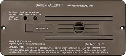 MTI Industries 30442PBR 12V Propane Detector – Flush Mount LP Gas Alarm with Brown Faceplate and Audible Alert