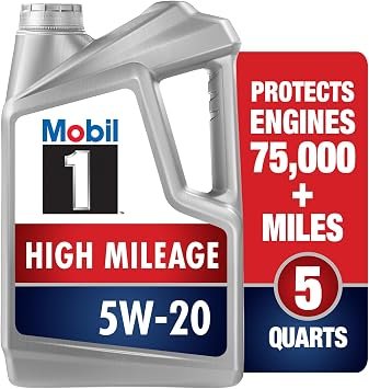 Mobil 1 High Mileage 5W-20 Full Synthetic Motor Oil 5 Qt – Triple Pack for Engines Over 75,000 Miles – Seal Conditioning Formula