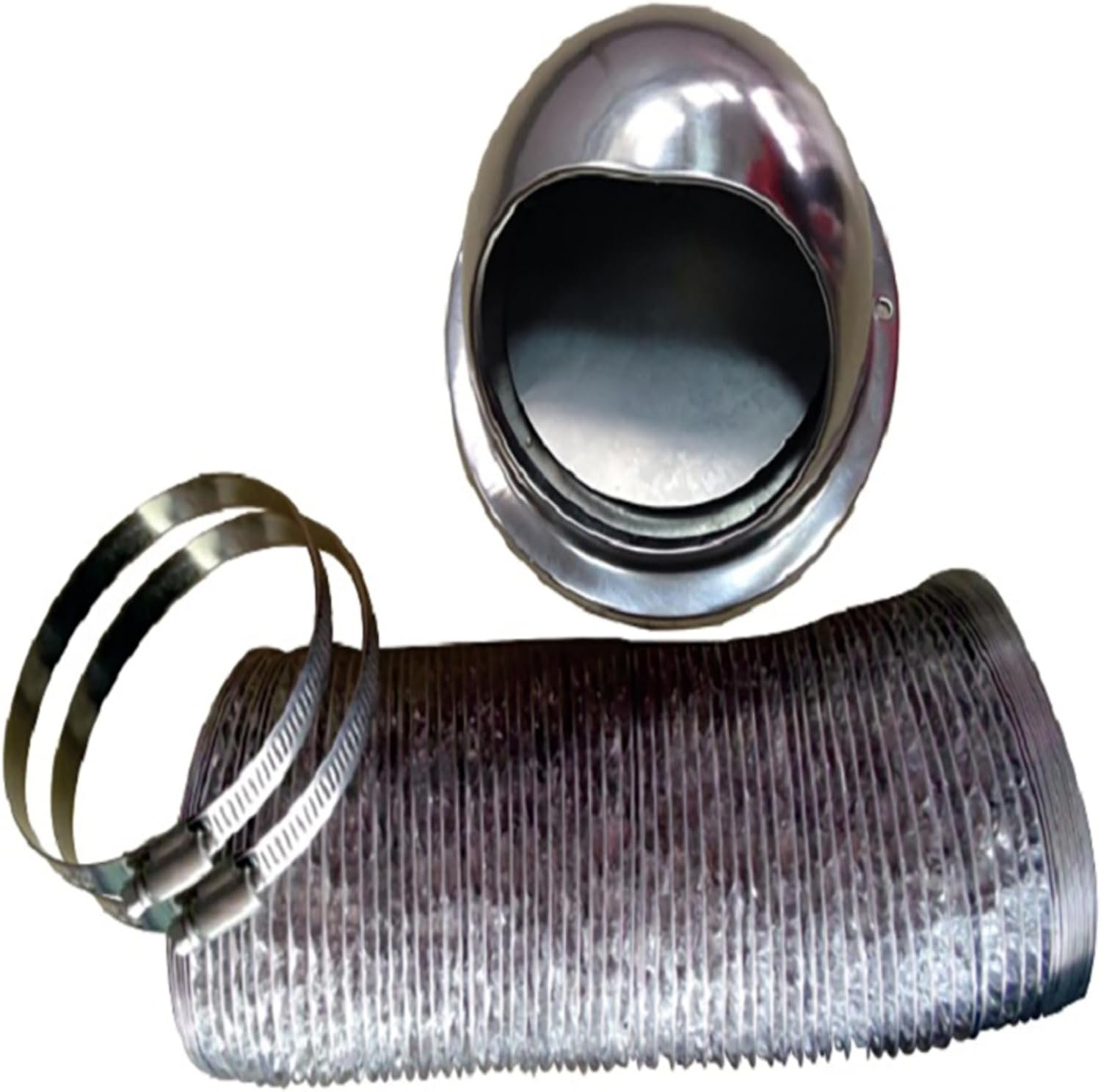 Pinnacle 181064 Outside Dryer Vent Kit – Stainless Steel Damper System with 5 ft Flexible Duct for RV Laundry Installations