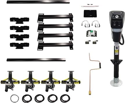 Lippert 672136 Ground Control TT Auto Leveling Kit – 5-Point Electric Travel Trailer Stabilization System for I-Beam Frames