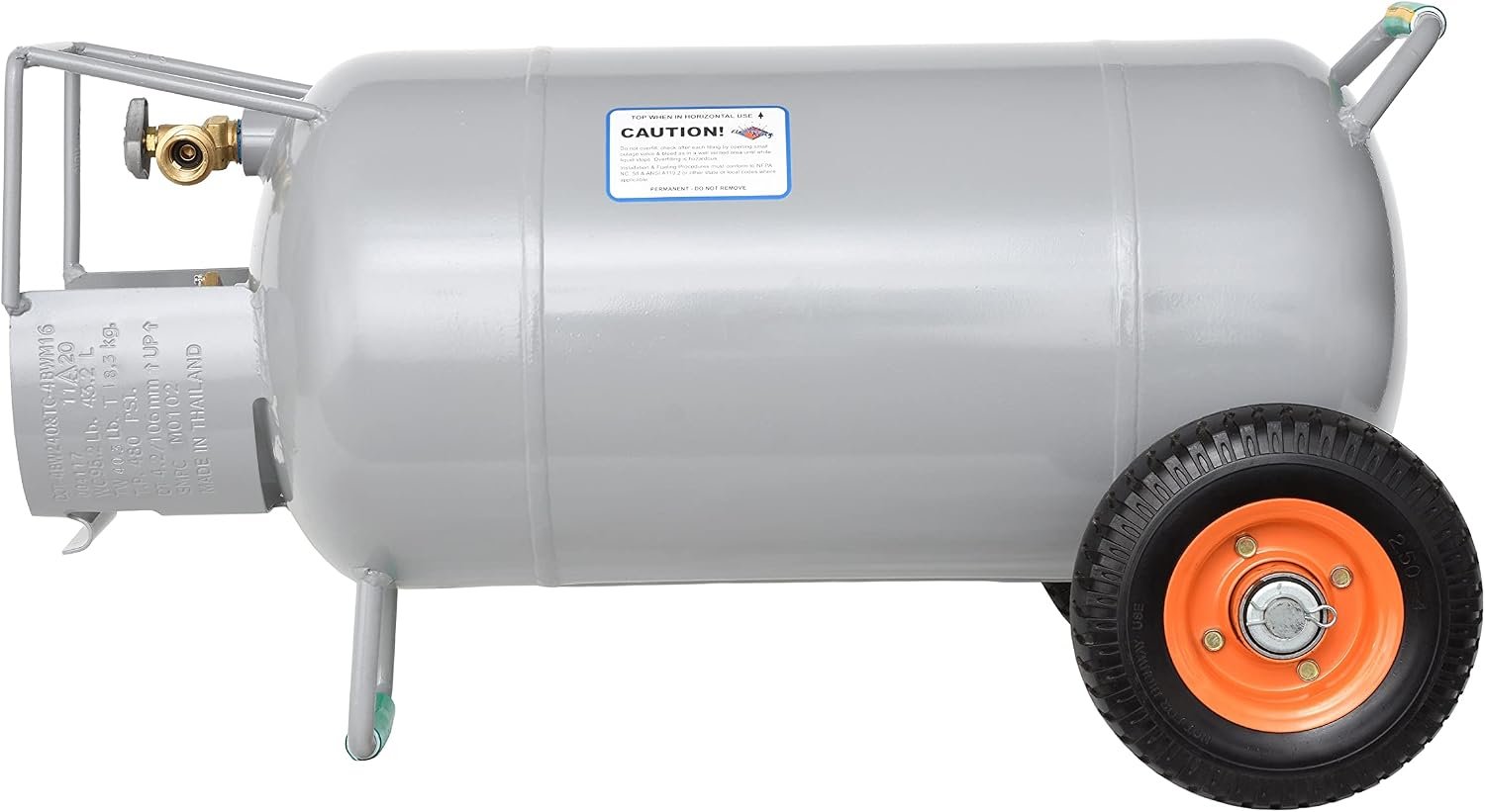 Flame King YSN40HOG 40 lb HOG Propane Cylinder – Horizontal & Vertical Use with Wheels, OPD Valve and Built-In Gauge - Image 8