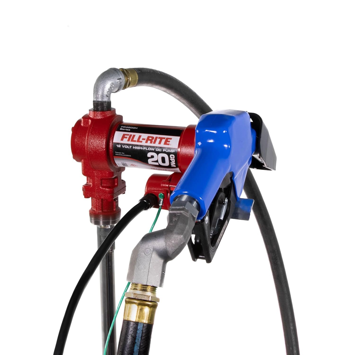 Fill-Rite R4220HDSFQ 12V DC High Flow Fuel Transfer Pump – 20 GPM Cast Iron Pump with 1in x 12ft Hose and Automatic Nozzle - Image 2