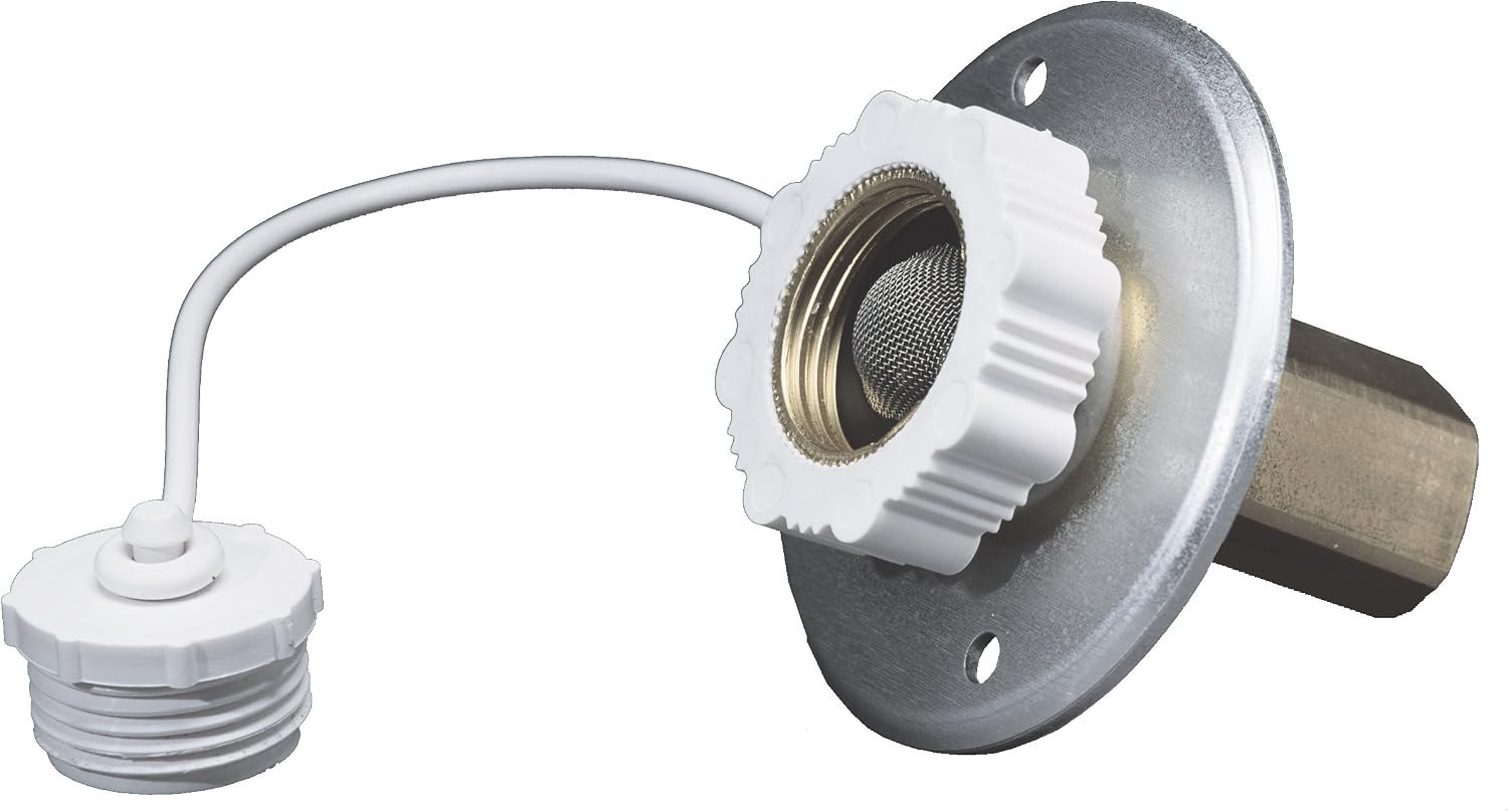 Aqua Pro 27869 Flush-Mount Gravity Water Fill – White RV Fresh Water Inlet Assembly with Cap