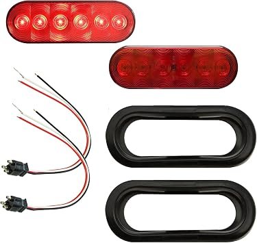 Optronics TLL12RK LED Oval Trailer Light Kit – 6 Diode Stop Turn Tail Lights with Grommets and Plugs Included