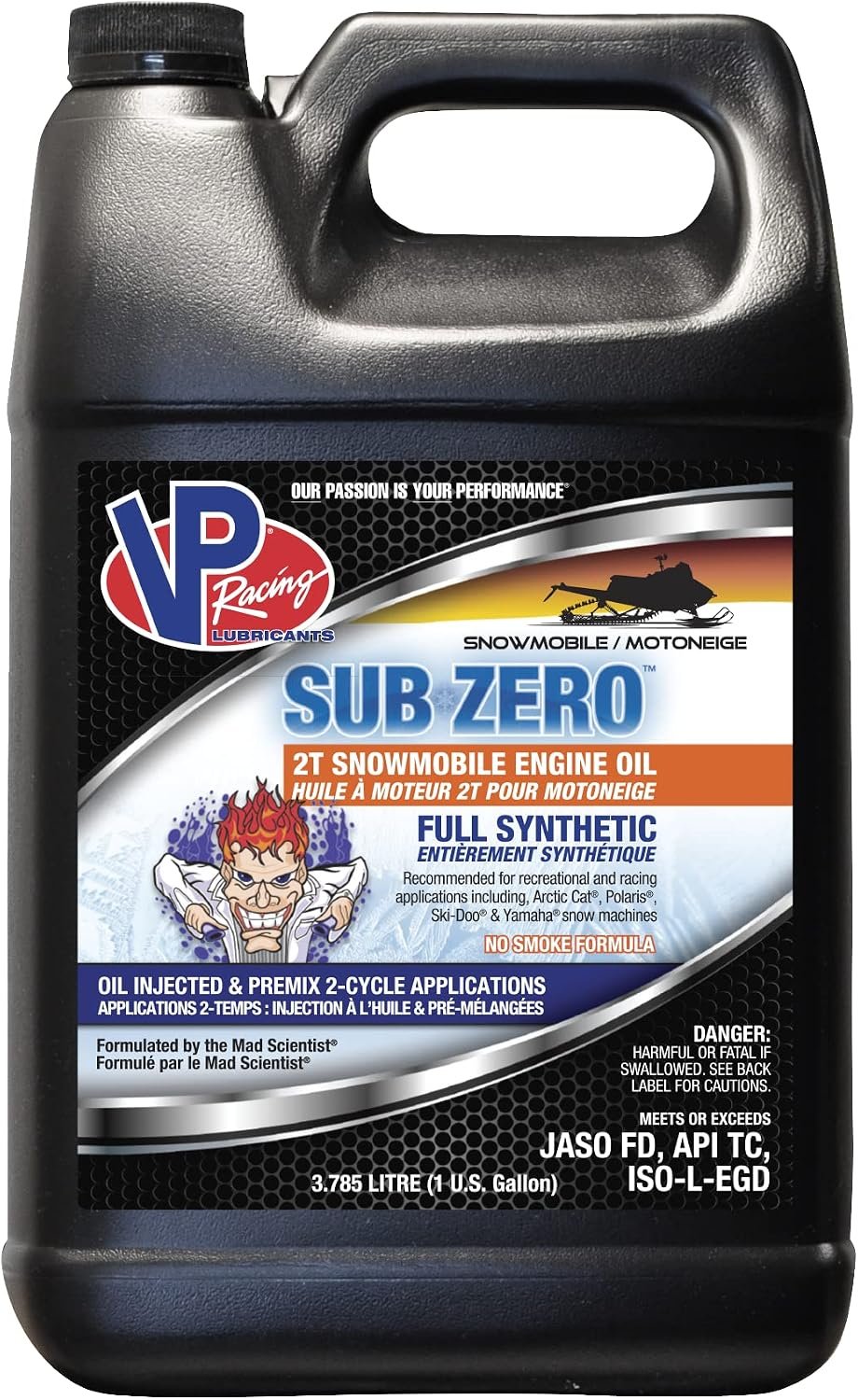 VP Racing Fuels VP7110004 Sub-Zero Synthetic 2T Snowmobile Oil Gallon – Full Synthetic Cold-Weather Engine Lubricant
