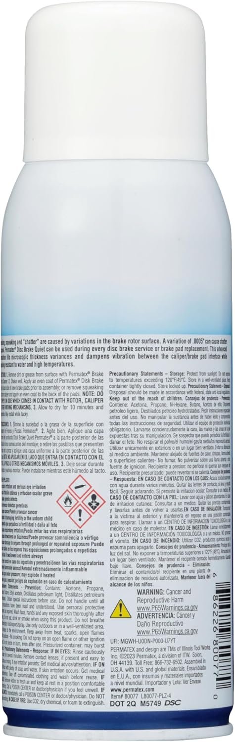 Permatex 80077 Disc Brake Quiet Aerosol – 9 oz Net Weight Brake Anti-Squeal Coating for ABS Systems and Corrosion Protection - Image 2
