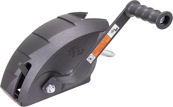 Dutton-Lainson 17027 Premium Covered Trailer Winch – 1,500 lb Capacity, Black Finish, Enclosed Gear Housing