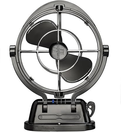 Caframo 7010CABBX Sirocco II 12/24V Gimbal Fan – Three-Speed Marine Cabin Fan with Black Housing