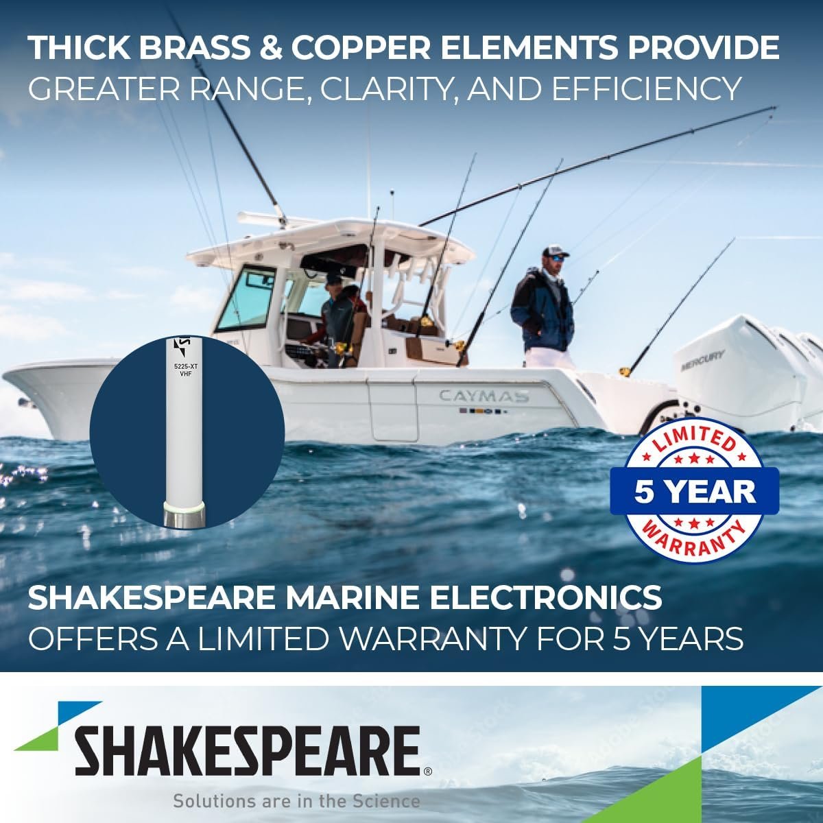 Shakespeare 6225-R Phase III Marine VHF Antenna – 8 ft Fiberglass Antenna with 6 dB Gain and Brass Elements - Image 4