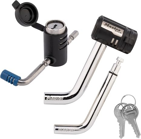 Master Lock 2848DAT Receiver Lock Set – 5/8in and 1/2in Lock Pins for Trailer Hitch and Coupler Security
