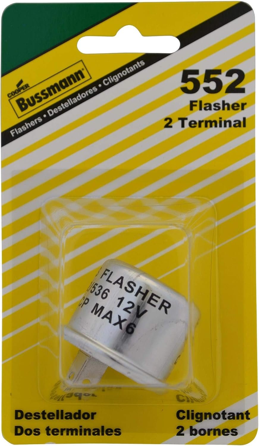 Bussmann BP552RP Heavy-Duty Flasher – 2-Prong Design, 12V Operation, Turn Signal and Hazard Light Replacement