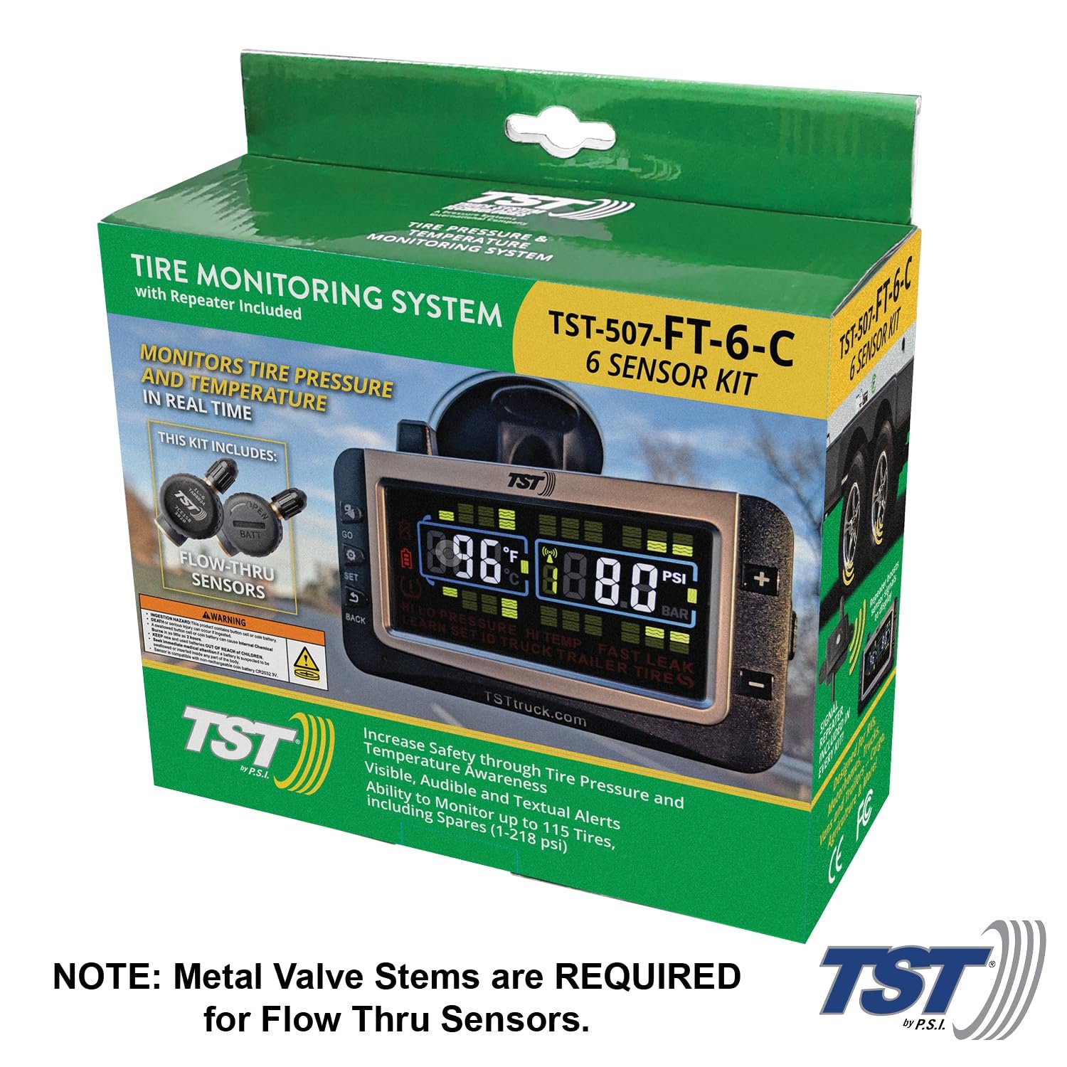 Truck System Technologies TST507FT6C 507 Series TPMS System – 6 Flow-Through Sensors, 3.5in Color Display, Repeater Included - Image 2