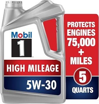 Mobil 1 High Mileage 5W-30 Full Synthetic Motor Oil 5 Qt – Triple Pack for Engines Over 75,000 Miles – Advanced Wear Protection