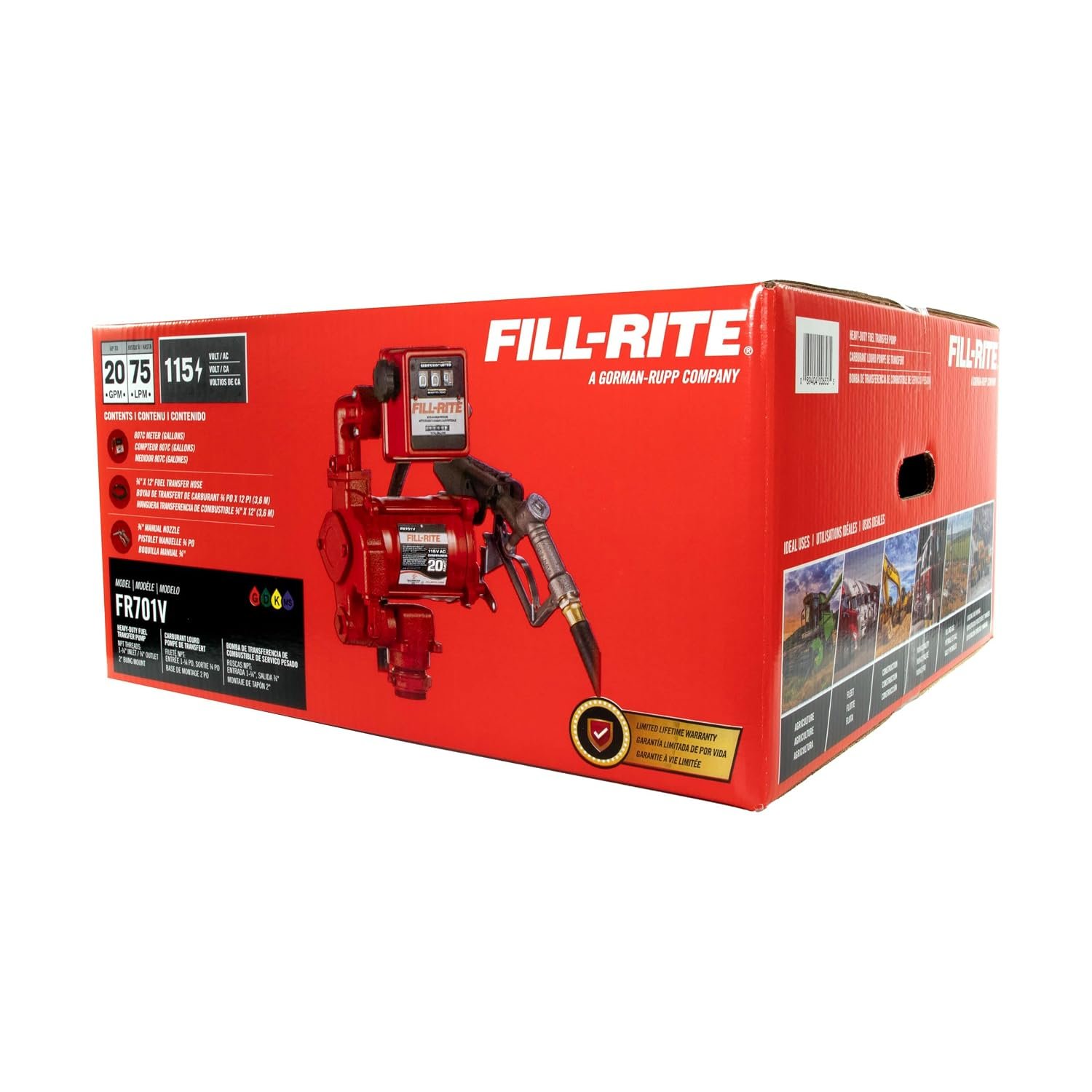 Fill-Rite FR701V AC Fuel Transfer Pump System – 115V Fuel Pump with 807C Meter and Manual Nozzle for Commercial Fueling - Image 5