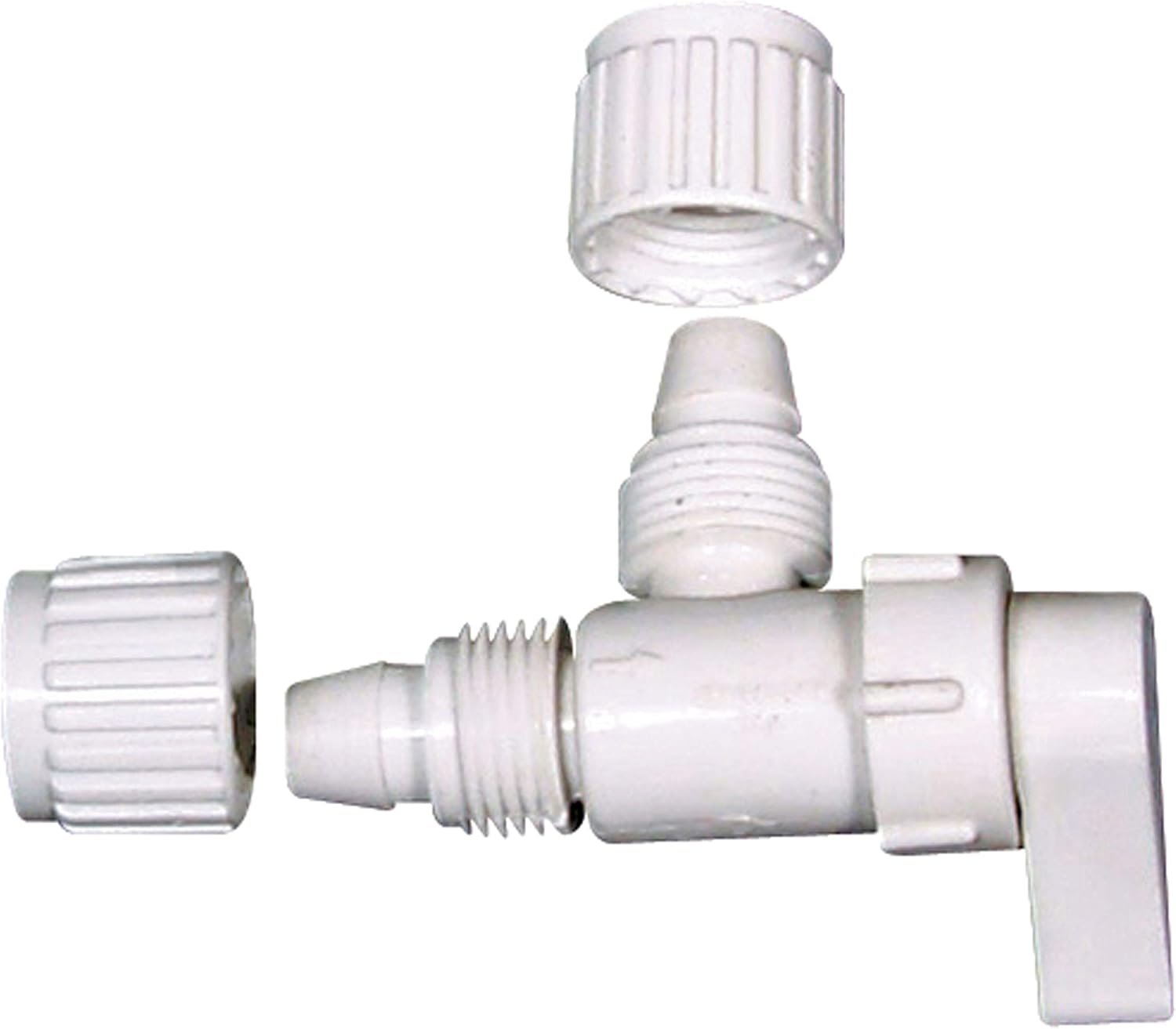 Flair-It 16884 Angle Drain Valve – 1/2 in PEX Compression Connections, White Plastic Quarter-Turn Water Valve