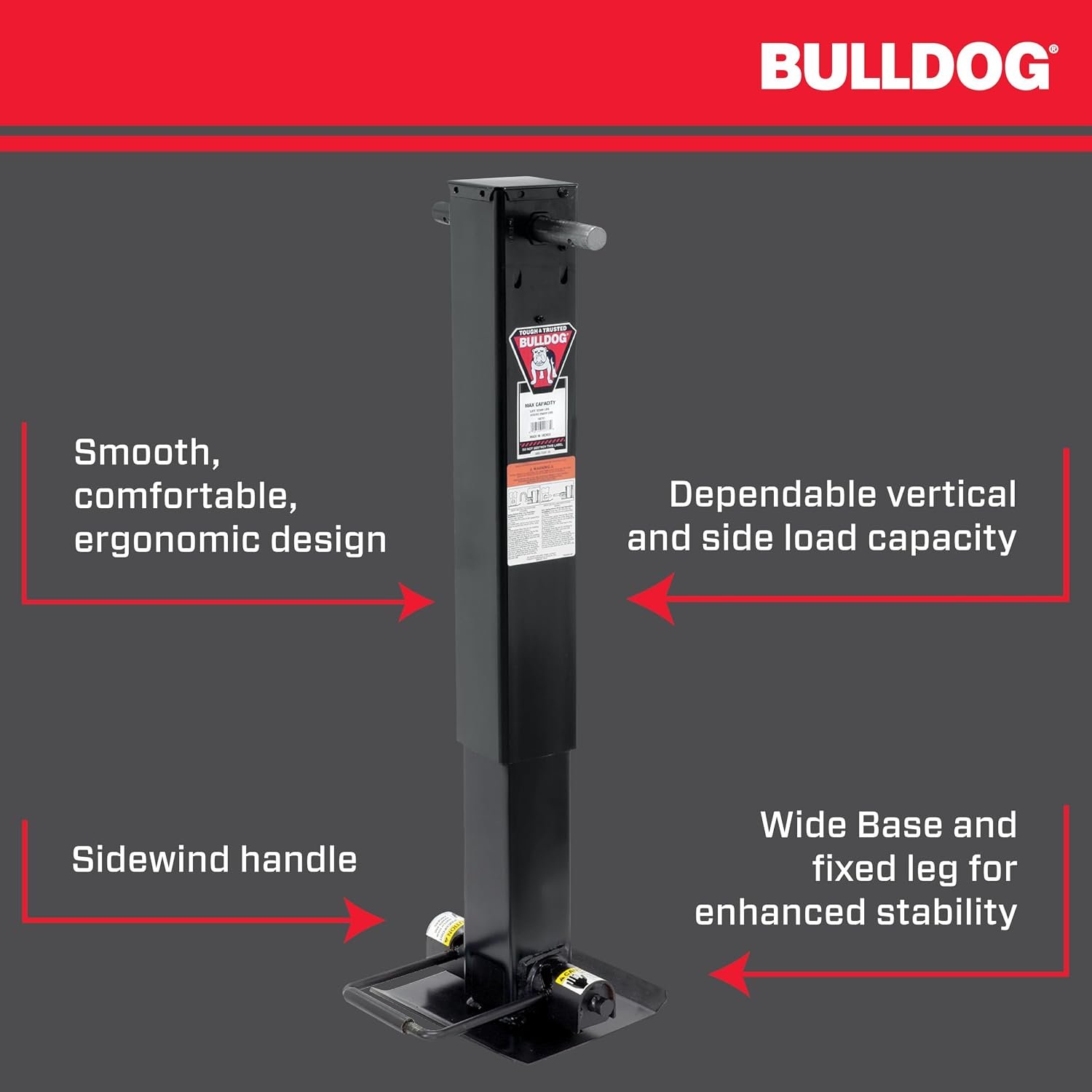 Bulldog 182701 Heavy-Duty Square Trailer Jack – 25000 lb Weld-On Jack with Sidewind Handle - Image 3