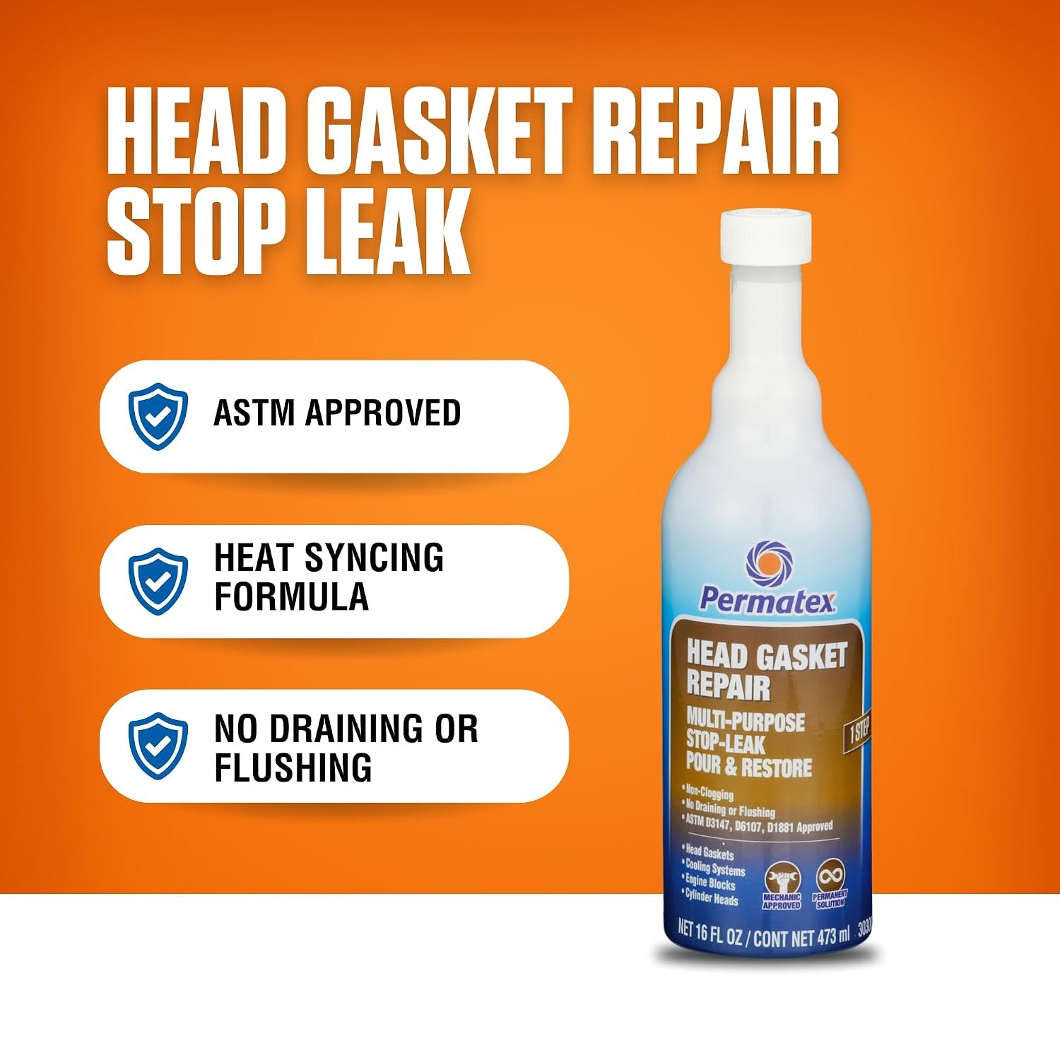 Permatex 30300 Head Gasket Repair – 16 oz Cooling System Sealant for Head Gasket, Heater Core, and Freeze Plug Leaks - Image 3