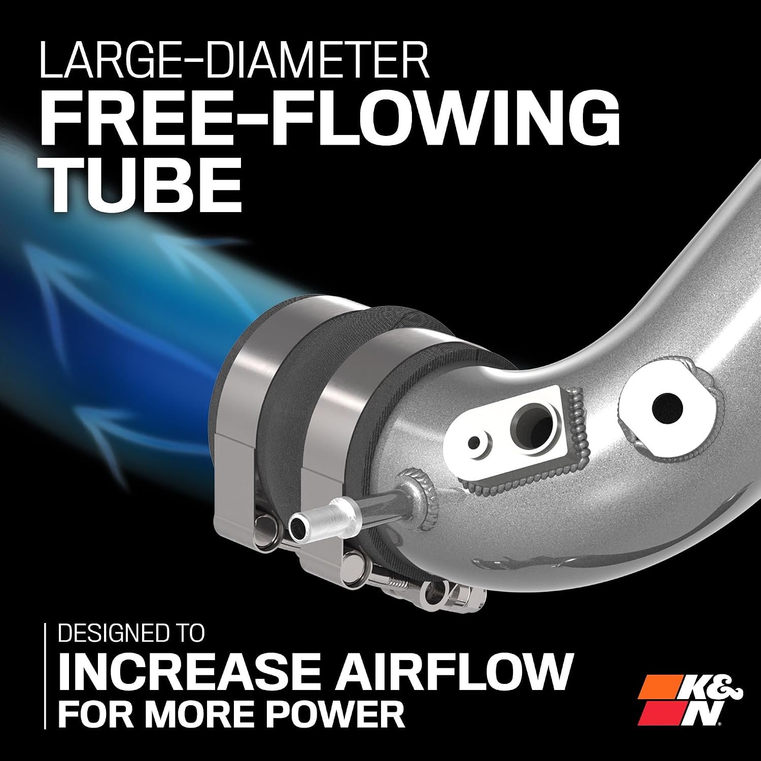 K&N 77-1023KC Charge Pipe Kit – Aluminum Turbo Charge Pipe Upgrade with Silicone Couplers for Performance Applications - Image 3