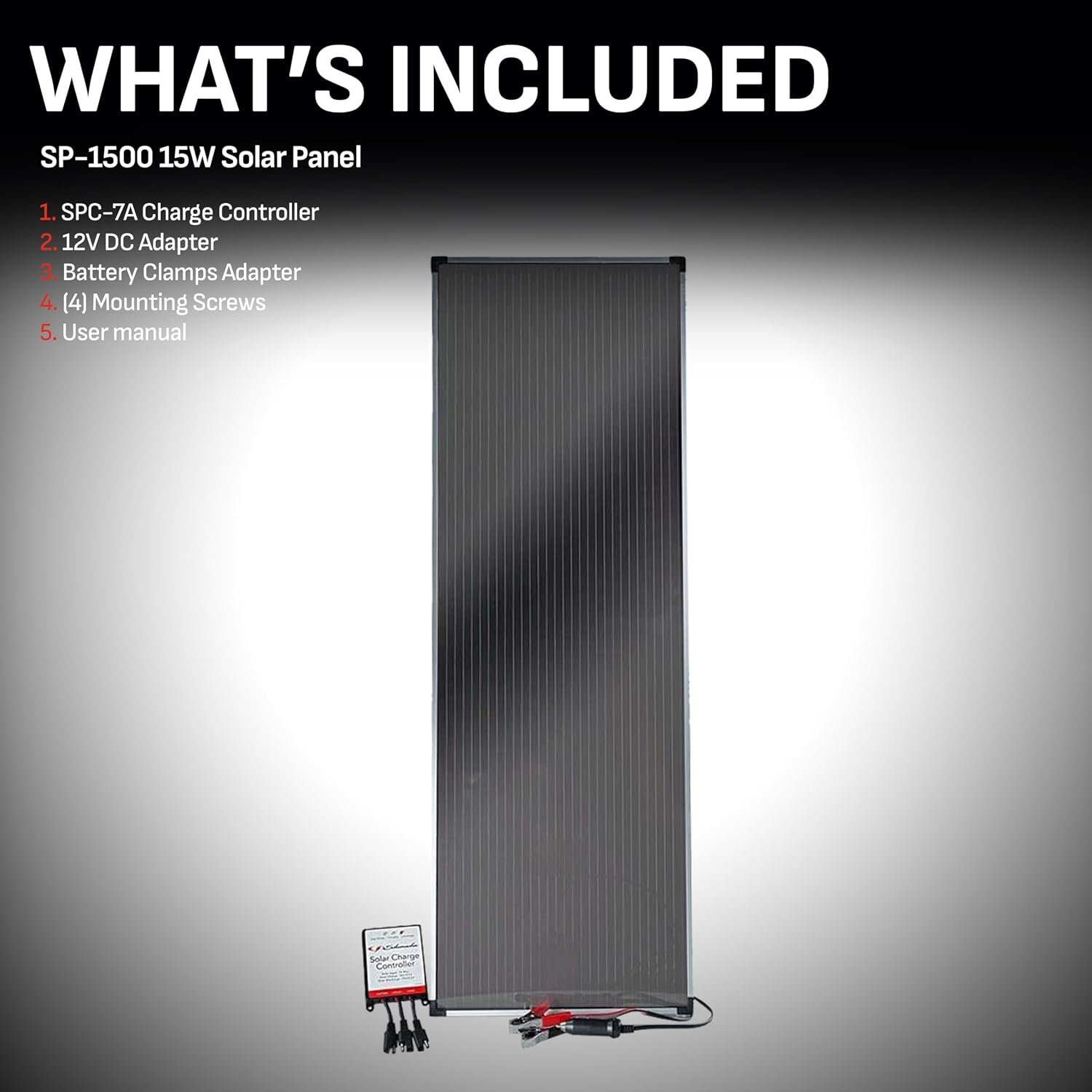 Schumacher SP1500 15-Watt Solar Battery Maintainer – Portable Solar Panel with Battery Clamps for 12V Systems - Image 4