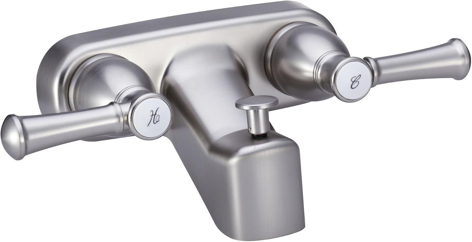 Dura Faucet DFSA110LSN Designer RV Tub & Shower Faucet – Satin Nickel Finish, Dual Knob Control, 4in Centers