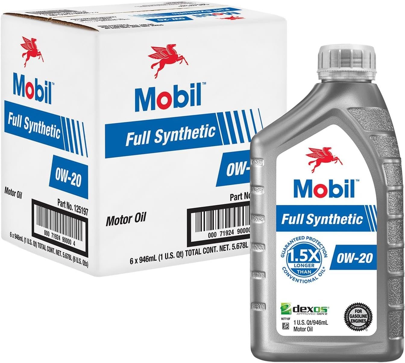 Mobil Full Synthetic 0W-20 Motor Oil 1 Qt – Advanced Fuel Economy Formula – API SP Certified