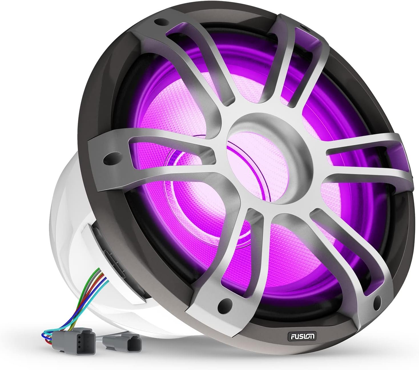 Fusion Signature Series 3i 12in Marine Subwoofer – 1400W Peak Power, Sports Gray Grille, CRGBW LED Lighting - Image 2