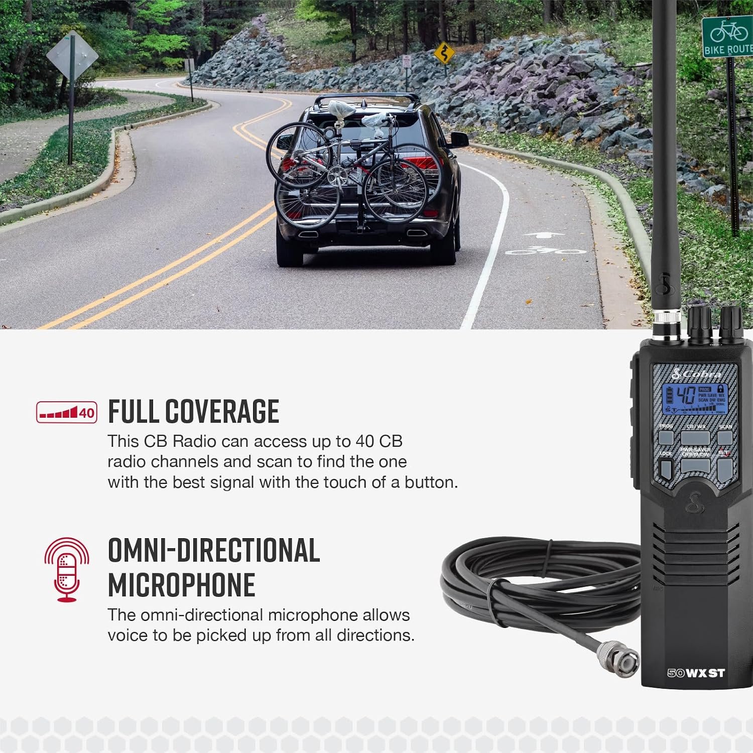 Cobra HHRT50 Portable 40-Channel CB Radio – Handheld Citizen Band Radio with Mobile Adapter and Battery Operation - Image 5