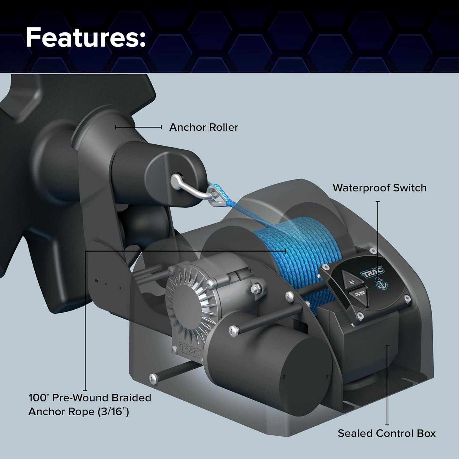 Camco Marine 69003 Pontoon 35-G3 Anchor Winch – Automatic Pontoon Boat Anchor System - Image 6