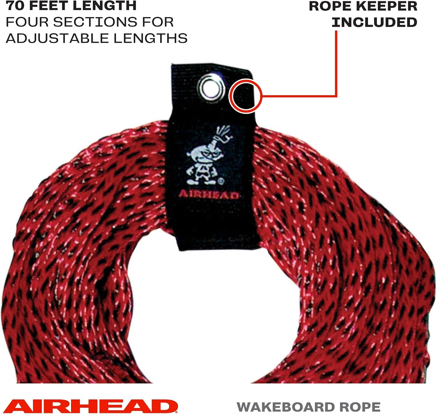 Airhead AHWR1 Wakeboard Rope with Phat Grip Handle – 75 ft Mainline, Aluminum Core Handle & Trick Handle Section - Image 2