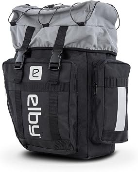 Elby Bikes E08151 Pannier Bag – Black Rear Rack Cargo Bag with White Logo for Urban Commuting and Daily Transport