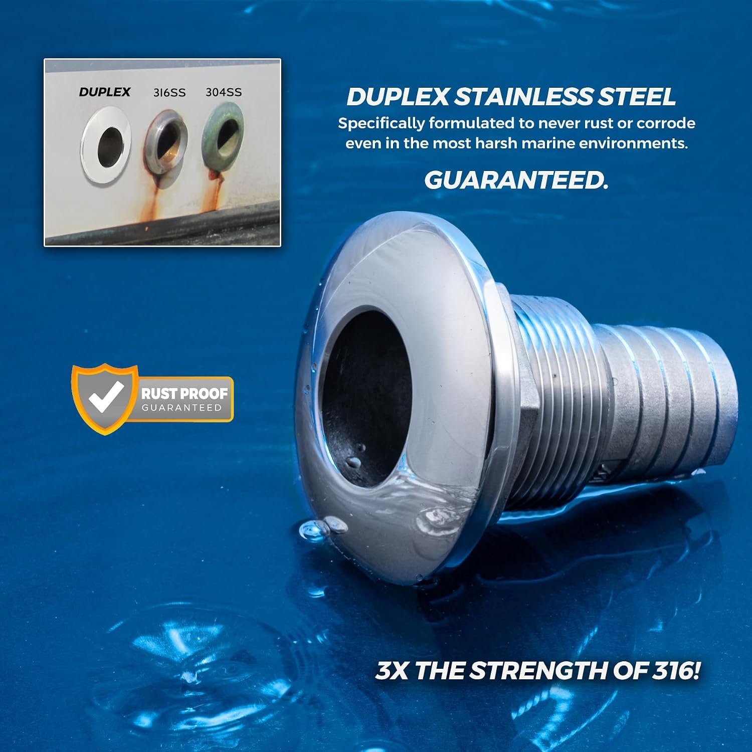 Whitecap 6579X Duplex Stainless Steel 90° Thru-Hull Fitting – Barb Connection Marine Plumbing Outlet - Image 3