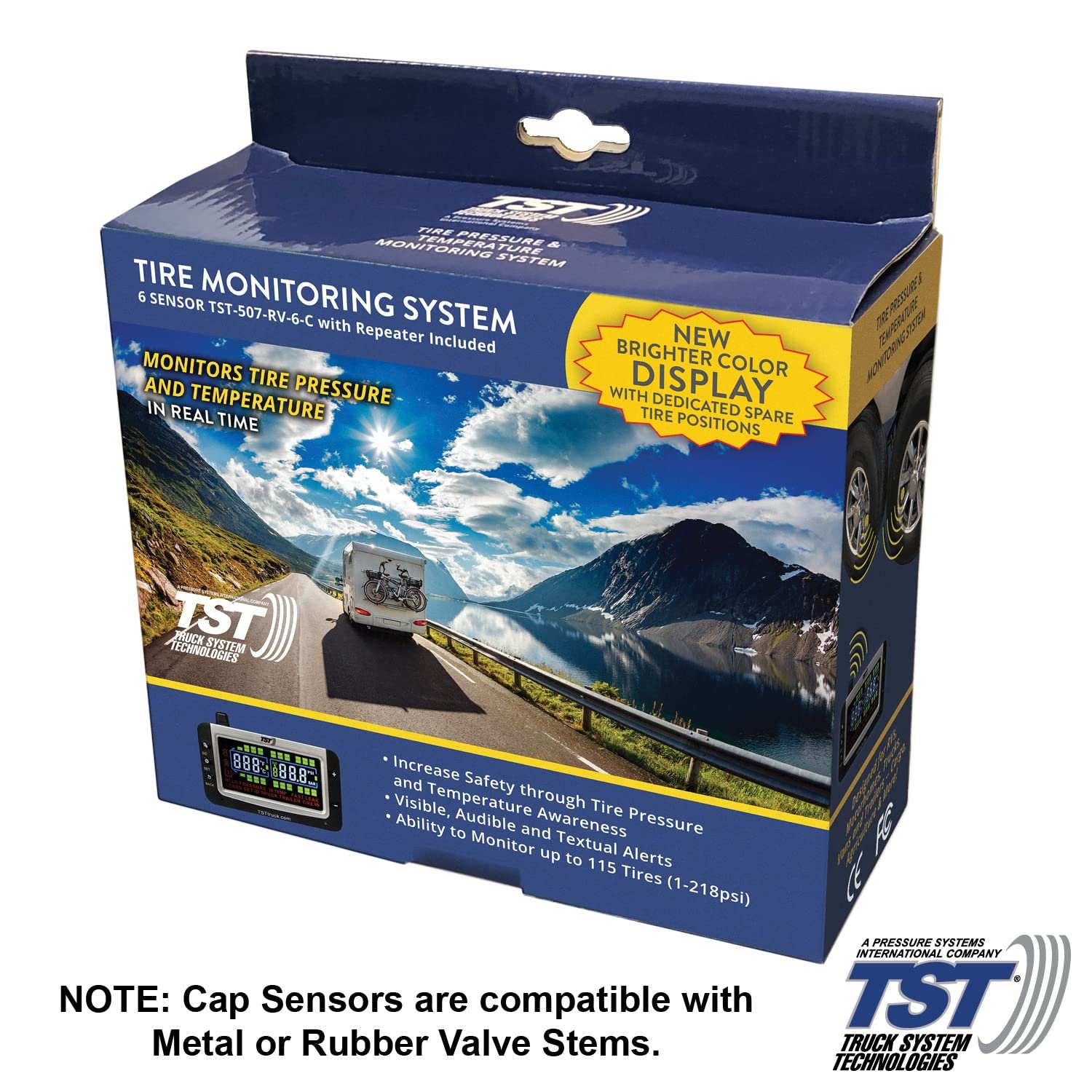 Truck System Technologies TST507RV6C 507 Series TPMS System – 6 Cap Sensors, 3.5in Color Display, Signal Repeater Included - Image 2