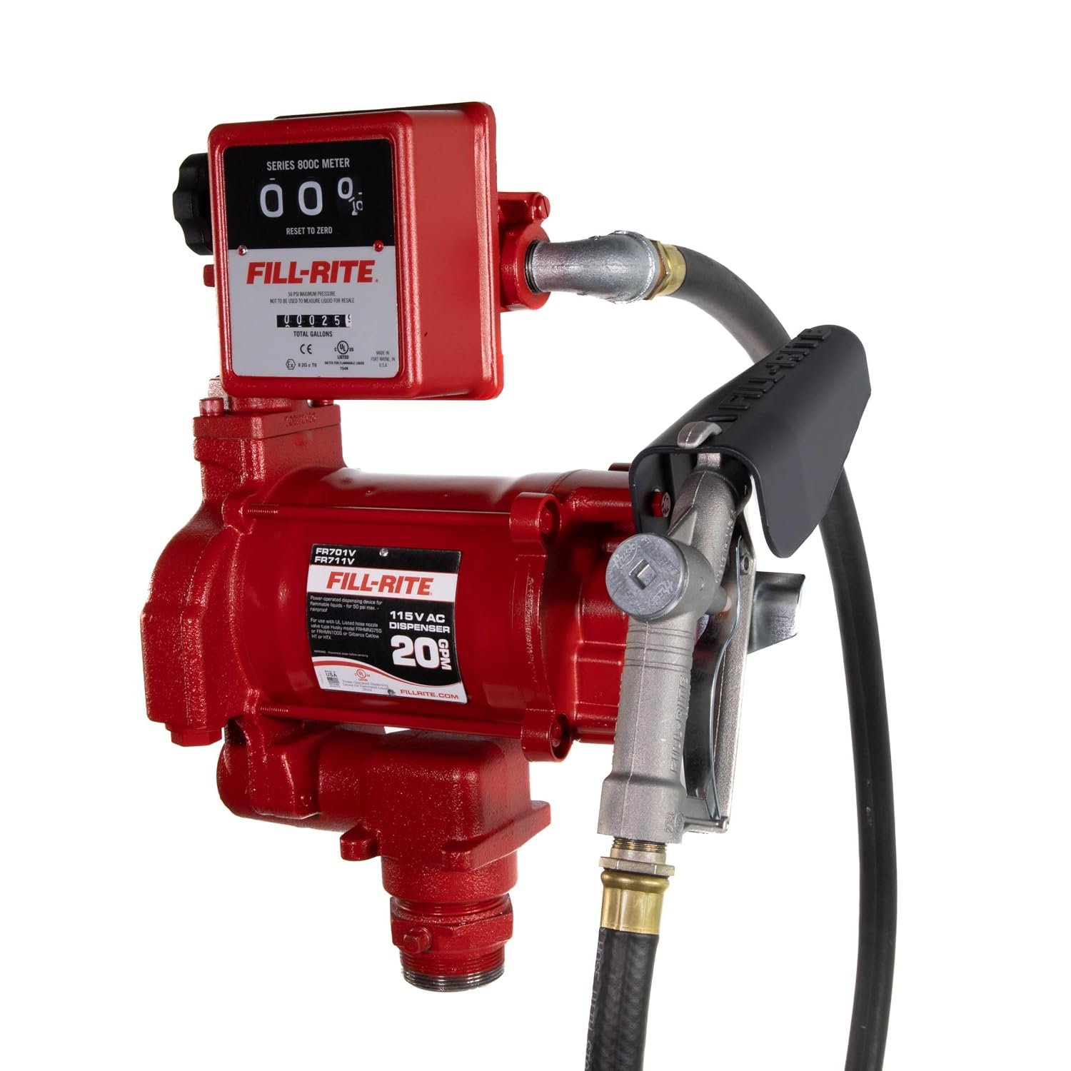 Fill-Rite FR701V AC Fuel Transfer Pump System – 115V Fuel Pump with 807C Meter and Manual Nozzle for Commercial Fueling - Image 2
