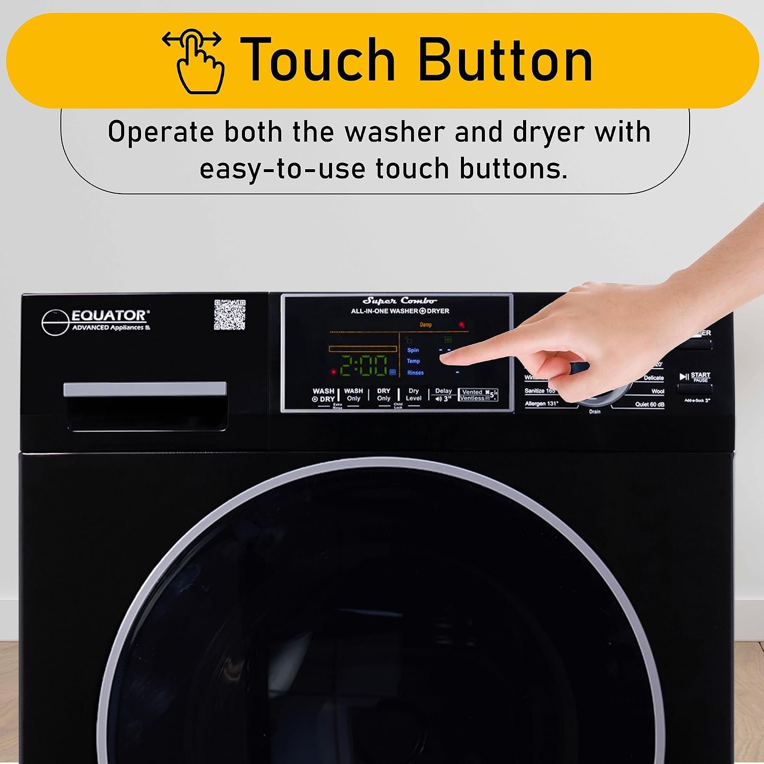 Pinnacle 224600LB Large Super Combo Washer Dryer – 15 lb Capacity Black Finish with Ventless Drying System - Image 5
