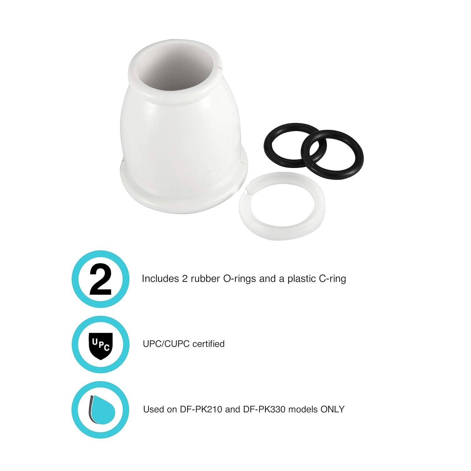 Dura Faucet DFRK500WT Bell Spout Nut and Rings Kit – White RV Faucet Replacement Hardware Set - Image 2
