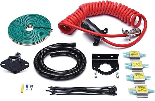Roadmaster 15267 Flexo-Coil Electrical Cord – 7-Way RV to 6-Way Vehicle Coiled Wiring Cable for Flat Towing