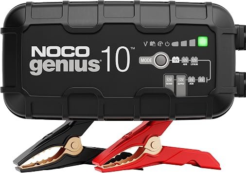 NOCO GENIUS10 10A Smart Battery Charger – 6V/12V Charging, Lithium Compatible, IP65 Waterproof Design