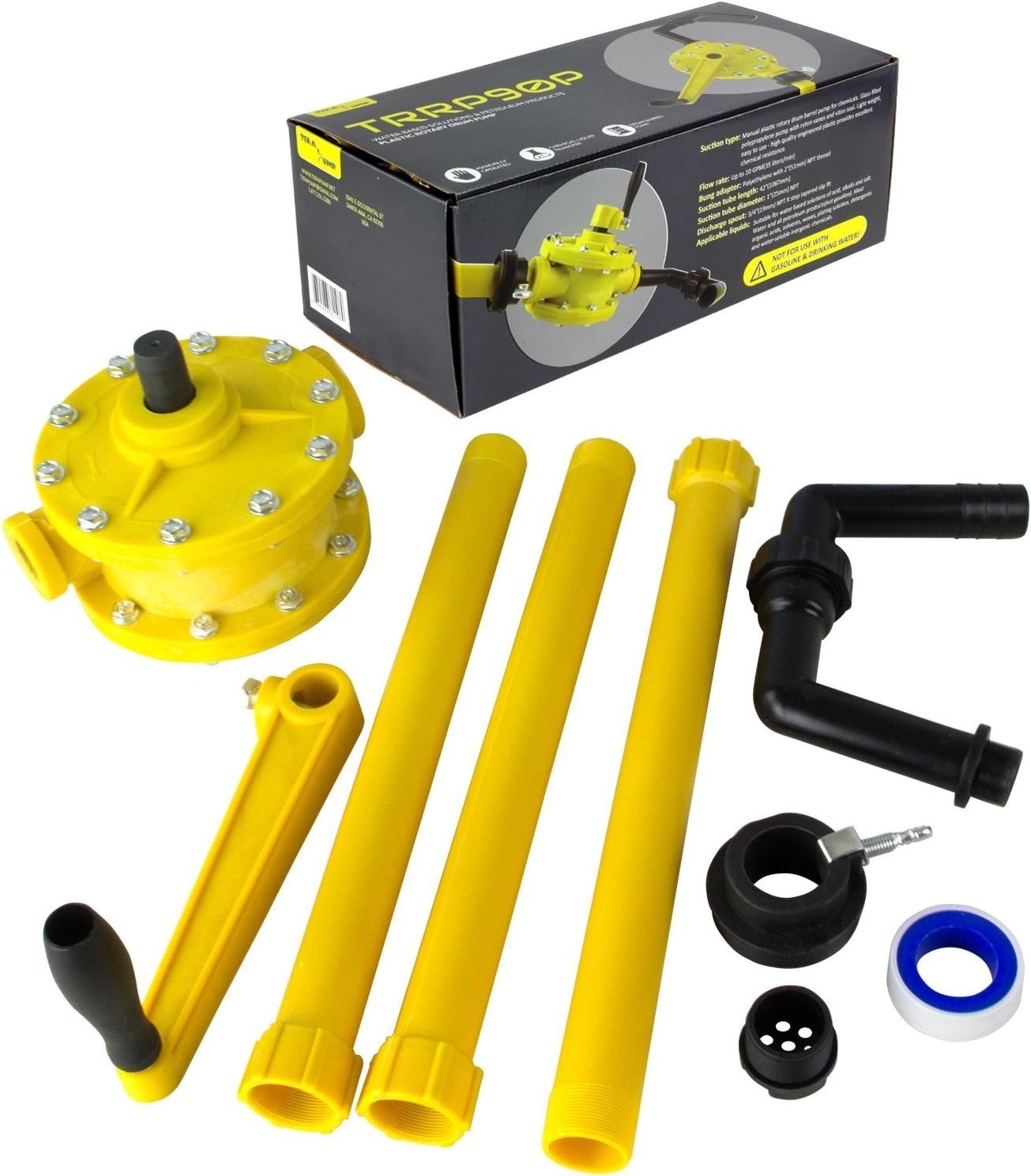 Tera Pump 20012 TRRP90P Plastic Rotary Drum Pump – Manual Drum Transfer Pump for 15 to 55 Gallon Containers with Rotary Handle - Image 3