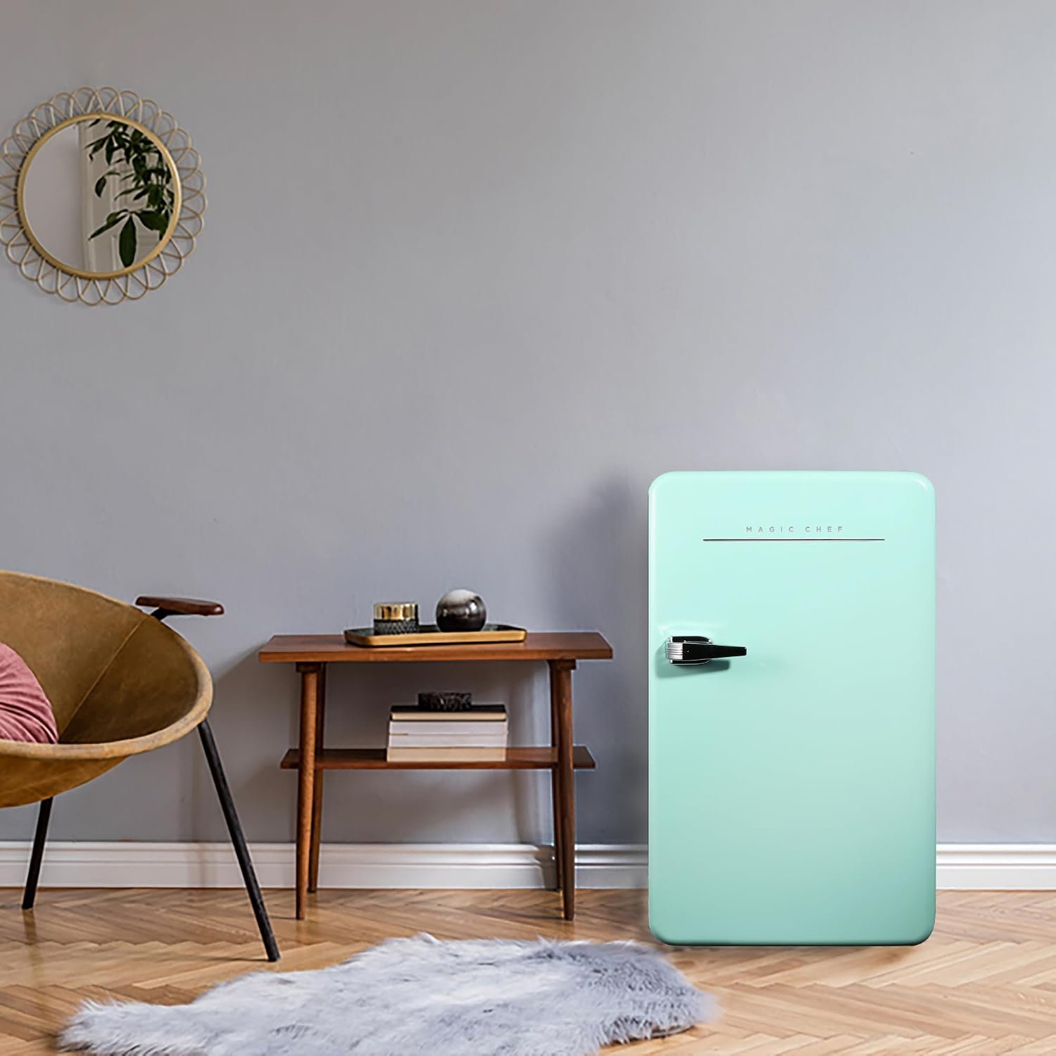 Magic Chef MCR32CHM Retro Refrigerator – 3.2 Cu Ft Compact Fridge – Mint Green Vintage Design with Freezer Compartment - Image 7