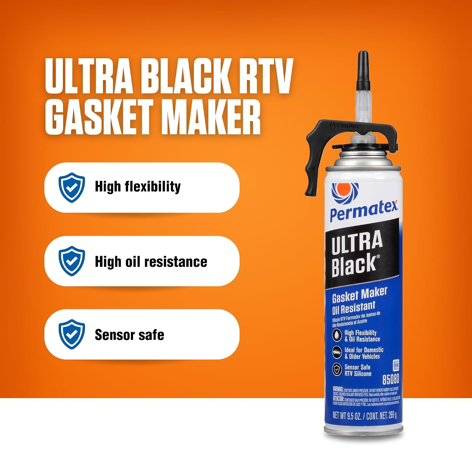 Permatex 85080 Maximum Oil Resistance RTV Silicone Gasket Maker – Sensor-Safe Sealant for Oil-Exposed Engine Components - Image 4