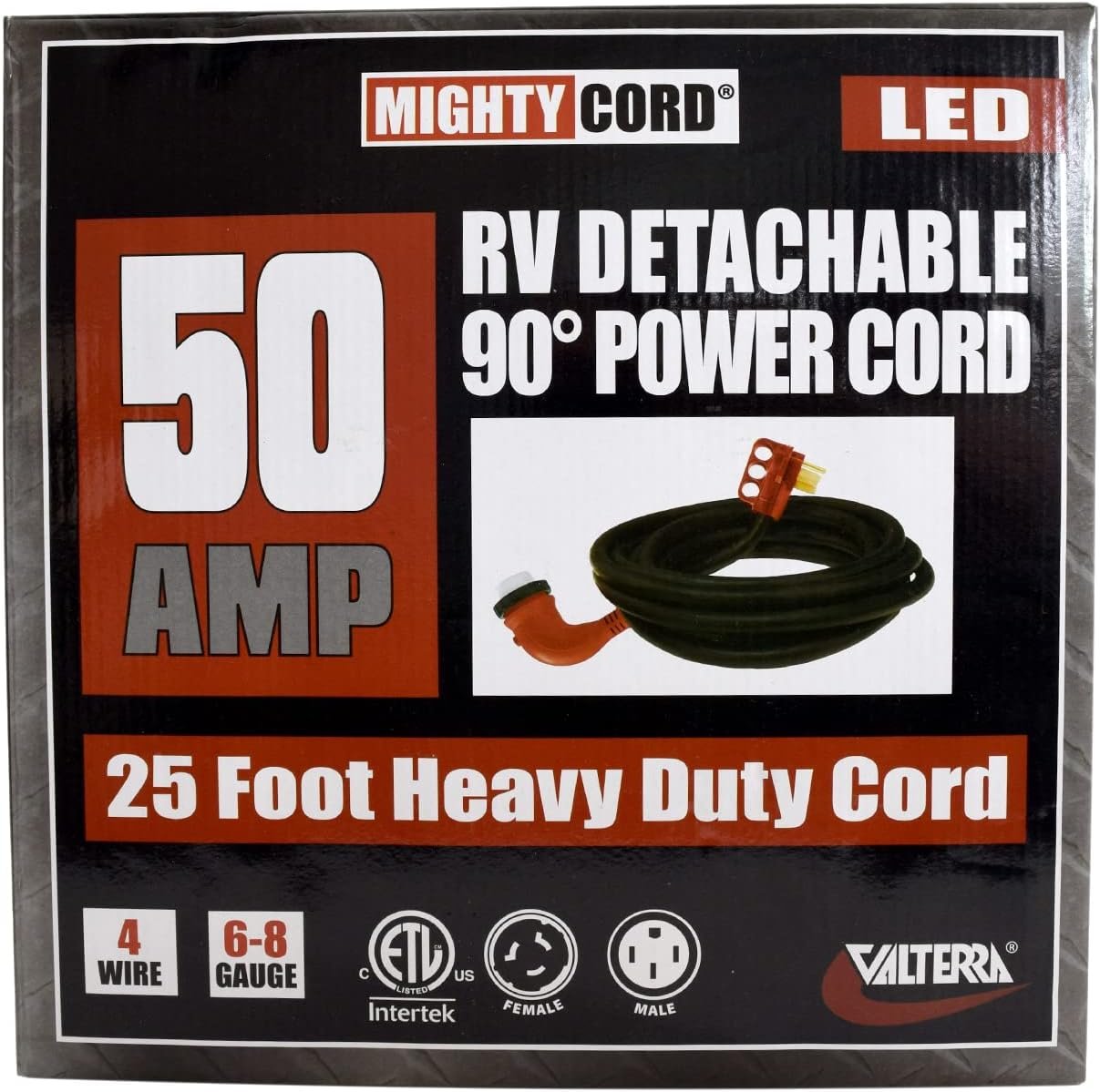 Valterra A105025ED9 90-Degree Detachable RV Power Cord Adapter – LED Power Indicator with Ergonomic Easy-Grip Handle - Image 2
