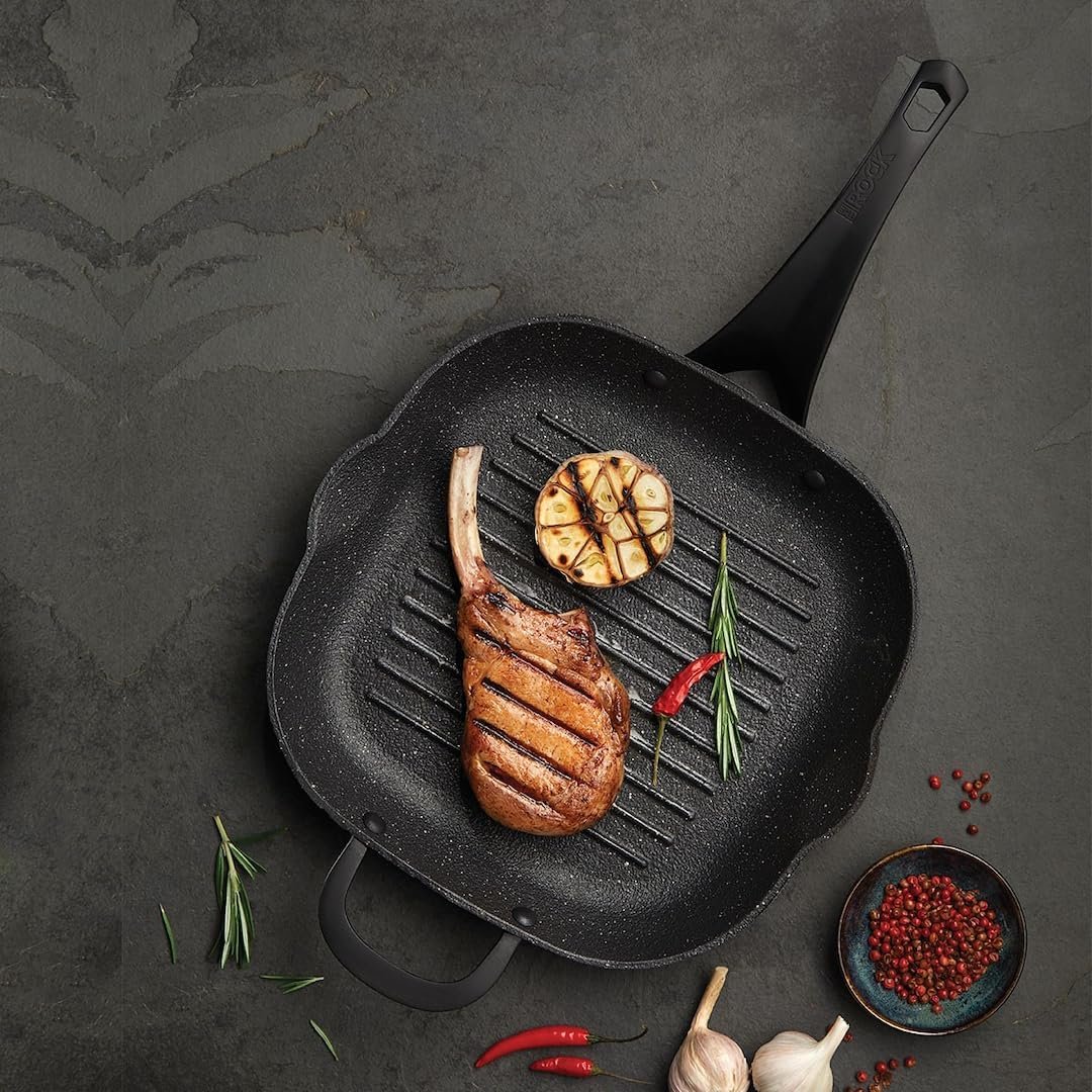 Starfrit The Rock 11 x 11 in Cast Iron Grill Pan – Pre-Seasoned Square Cooking Surface with Raised Grill Ridges - Image 4