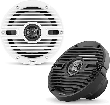 Clarion CMS-651RGB-W 6.5-Inch Marine Coaxial Speakers – 30W RMS, RGB LED Lighting, White Sport Grilles
