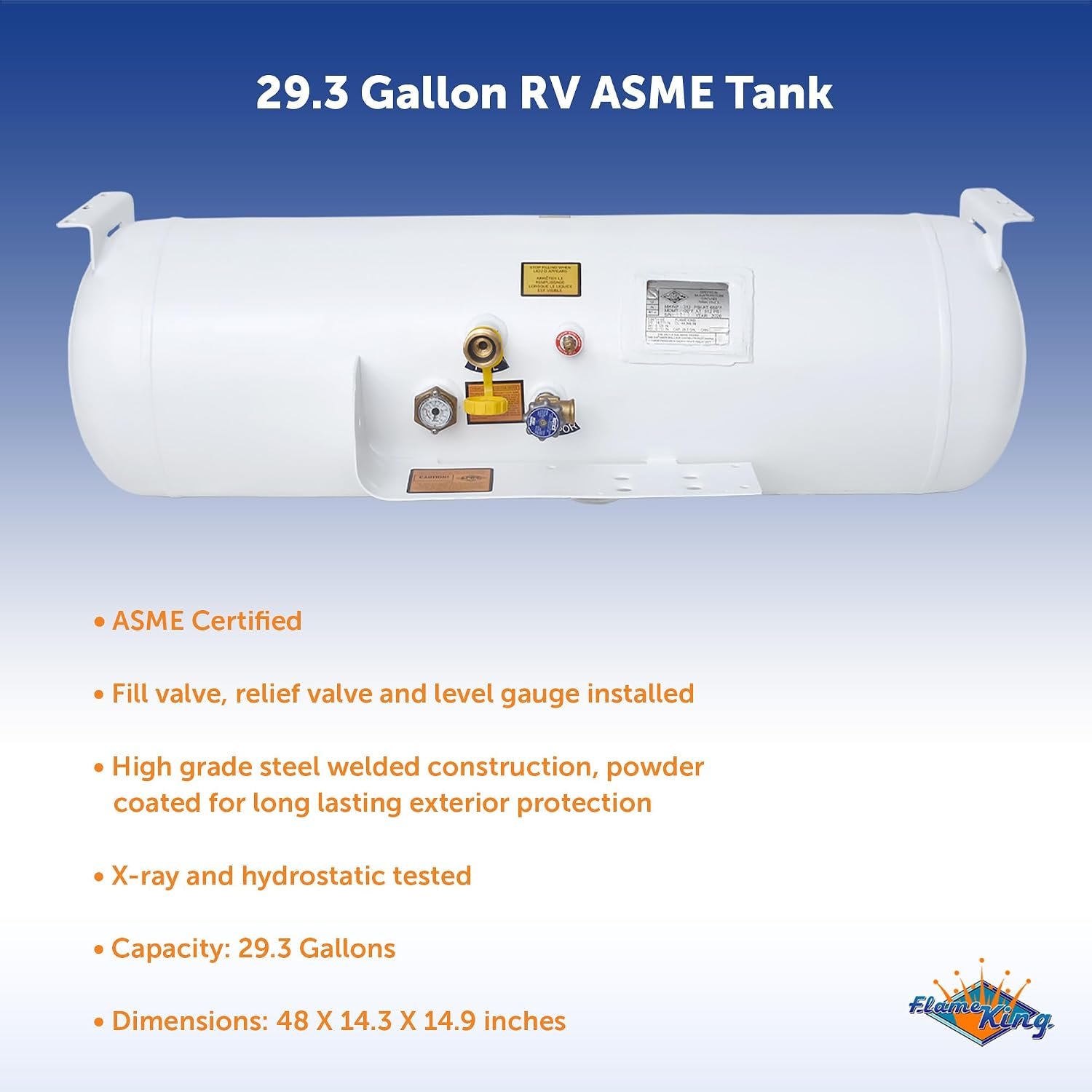 Flame King YSN293 29.3 Gallon RV ASME Vapor Cylinder – Permanent-Mount Propane Tank for Motorhomes and RV Applications - Image 2