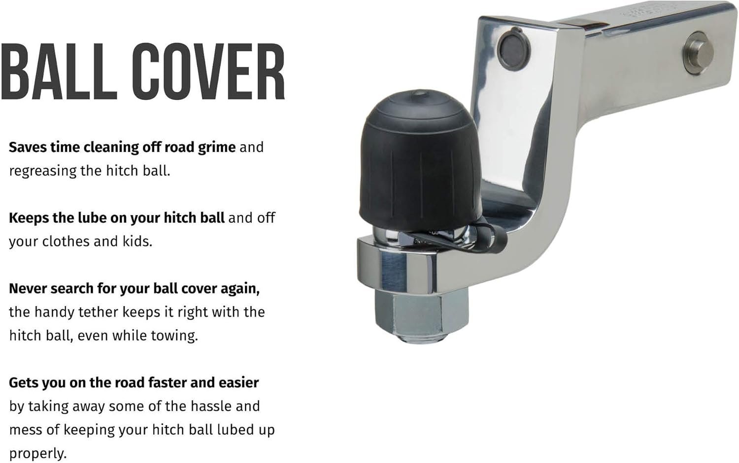 Equal-i-zer 82003216 2-5/16in Hitch Ball Cover – Black Rubber Trailer Ball Cover with Tether for Grease Protection - Image 3