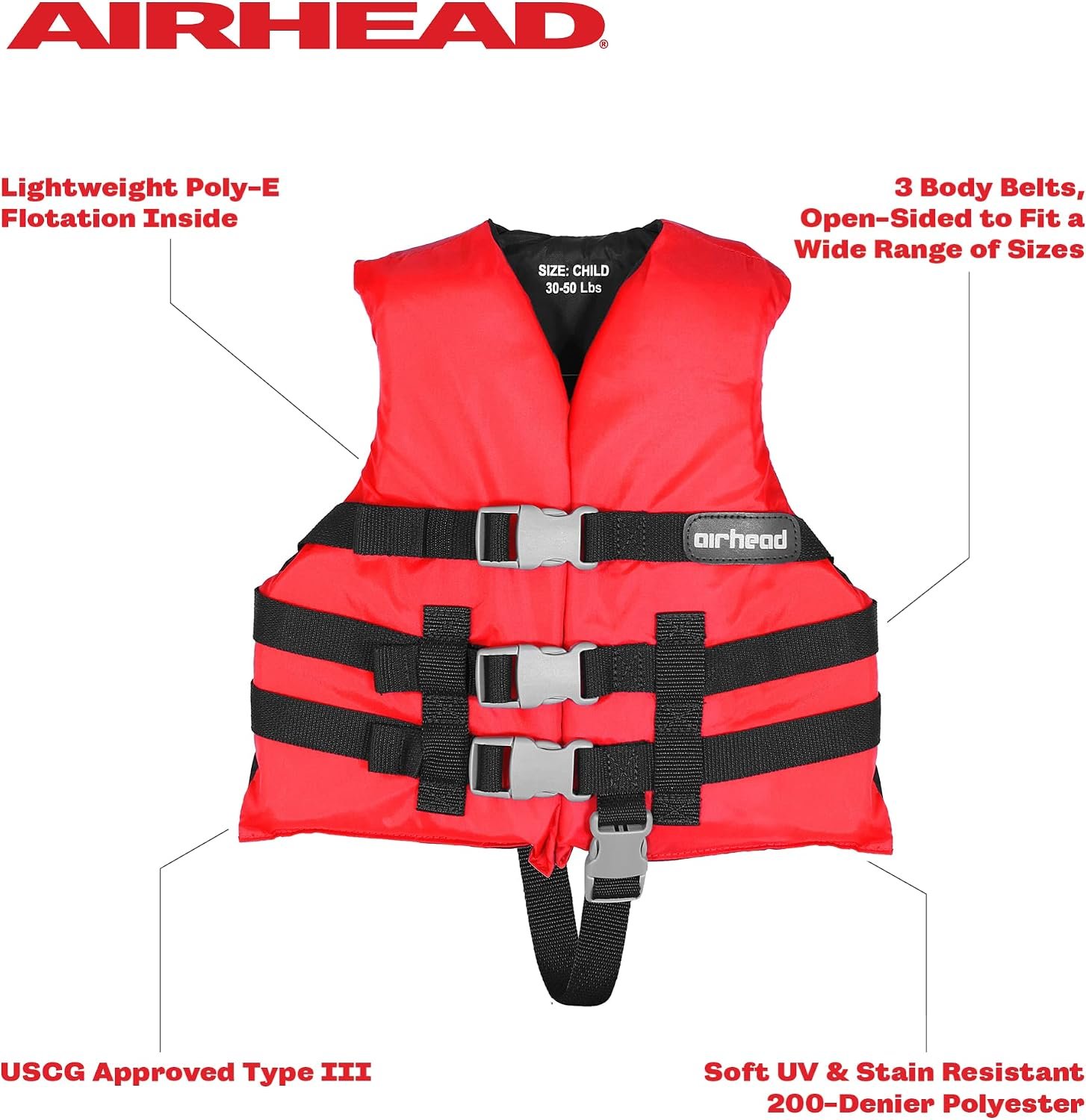 Airhead 3000202ARD General Purpose Life Vest – Adult Personal Flotation Device for Boating and Water Recreation - Image 2
