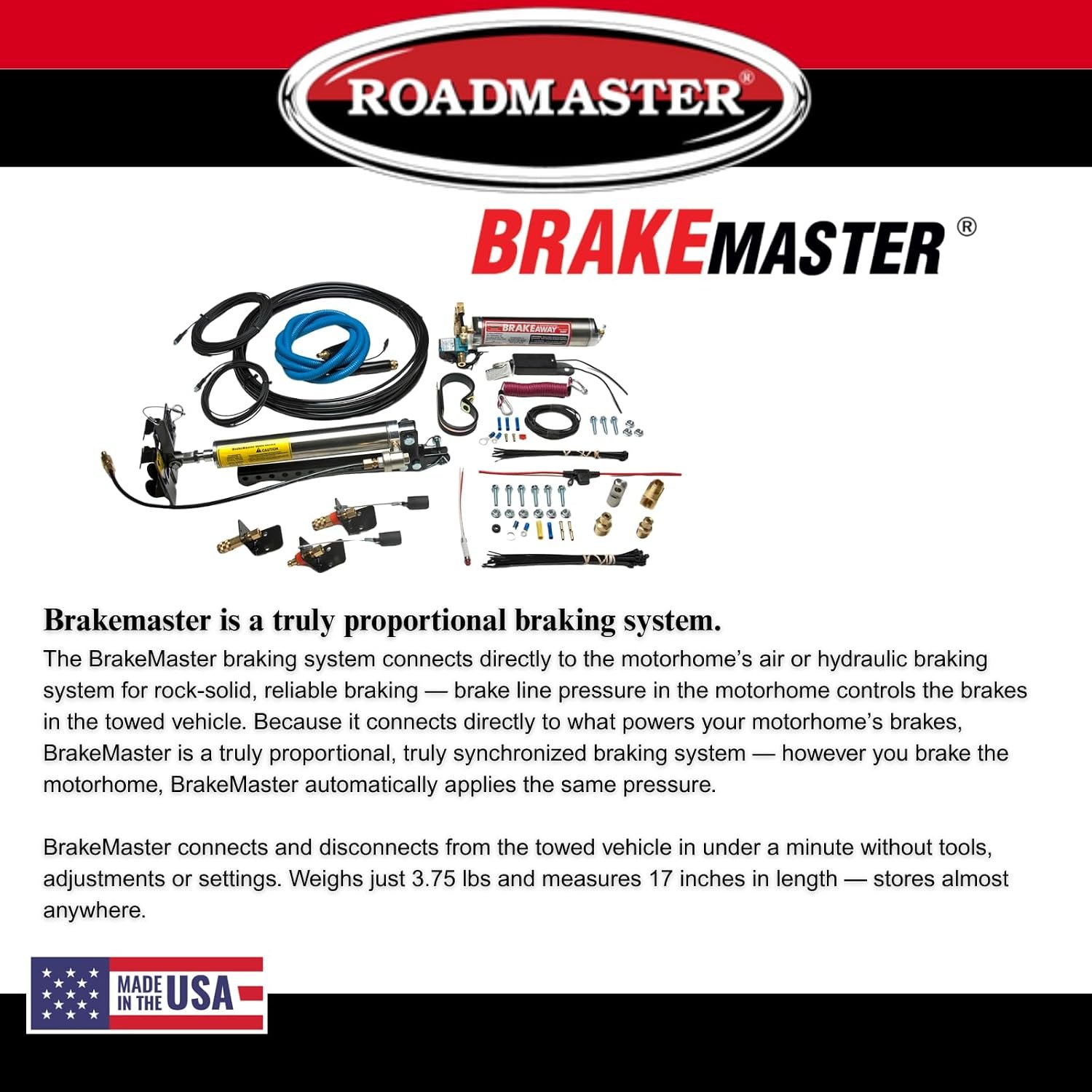 Roadmaster BrakeMaster 9160 Supplemental Braking System – Air or Air-Over-Hydraulic Coach Compatibility with BreakAway Protection - Image 5