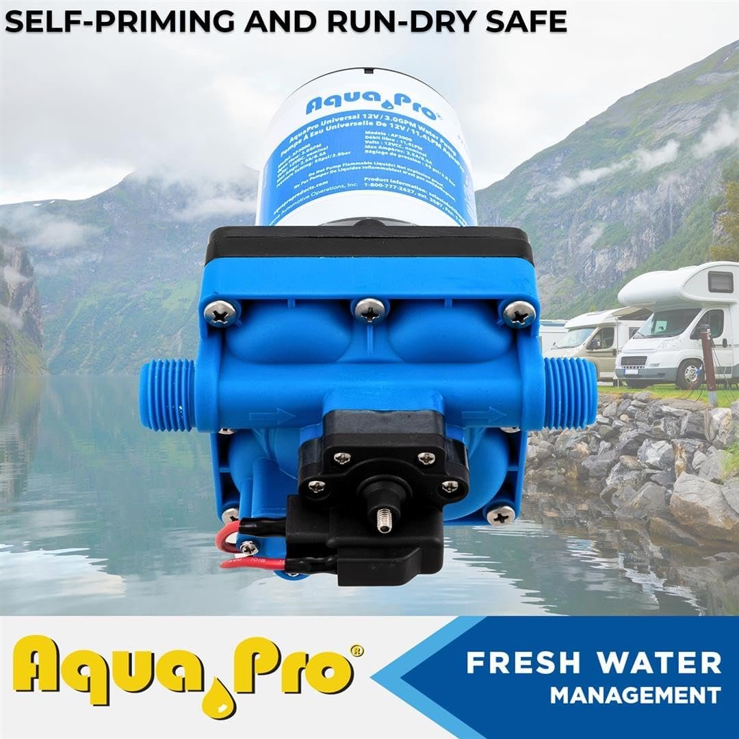Aqua Pro 21847 12V Multi-Fixture Water Pump – 3.0 GPM Self-Priming Pump with Adjustable 45-65 PSI Switch - Image 6