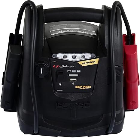 Schumacher SJ1331 Portable Jump Starter – 800 Peak Amps with USB Charging and Built-In LED Work Light
